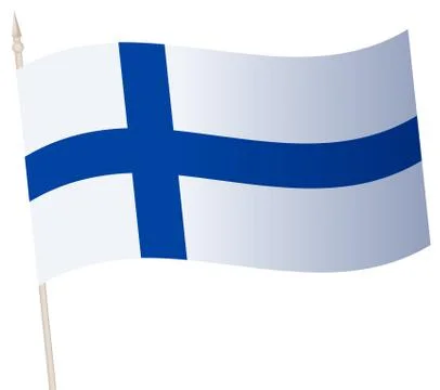Vector Waving flag on a flagpole. The national flag of Finland. Stock Illustration