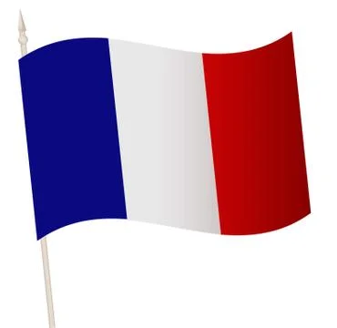 Vector Waving flag on a flagpole. The national flag of France. Stock Illustration
