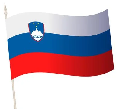 Vector Waving flag on a flagpole. The national flag of Slovenia. Stock Illustration