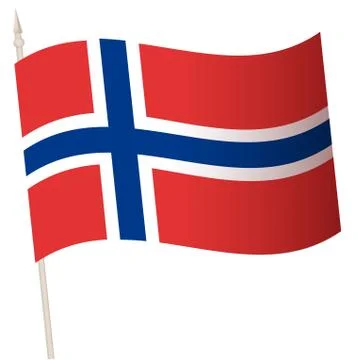 Vector Waving flag on a flagpole. The national flag of Norway Stock Illustration