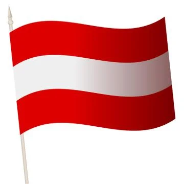 Vector Waving flag on a flagpole. The national flag of Austria. Stock Illustration