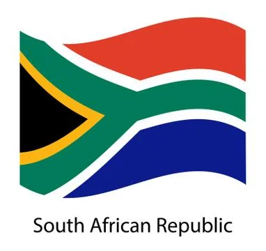 Vector waving simple triangle African flag on pole Stock Illustration