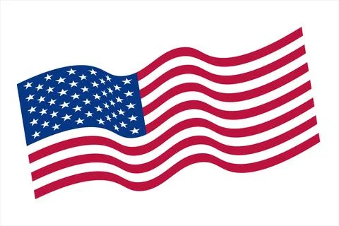 Vector Waving USA Flag. Waving American Flag Vector, ribbon. Vector flag US Stock Illustration