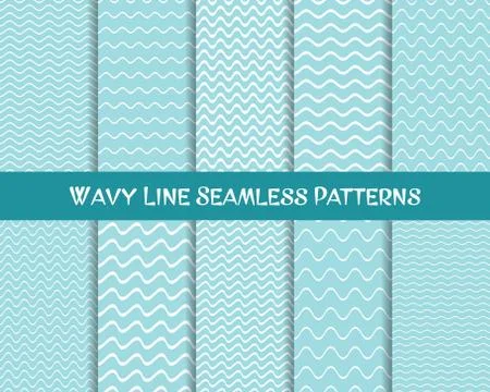 Vector wavy line seamless patterns Stock Illustration