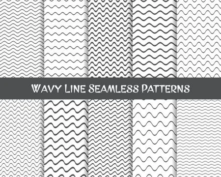 Vector wavy line seamless patterns Stock Illustration