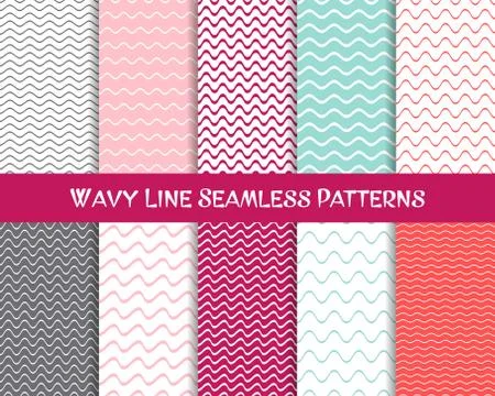 Vector wavy line seamless patterns collection イラスト素材