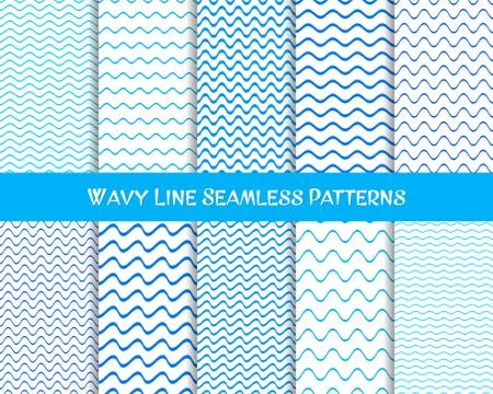 Vector wavy line seamless patterns Stock Illustration