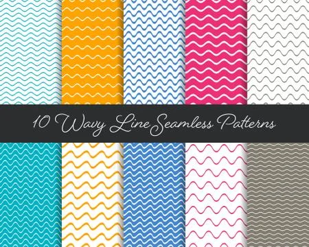 Vector wavy line seamless patterns Stock Illustration