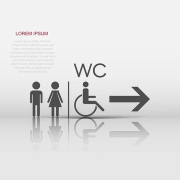 Vector WC, toilet icon in flat style. Men and women restroom sign illustrat.. Stock Illustration