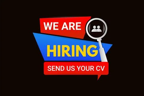 Vector we are hiring red bule element and black background design Stock Illustration