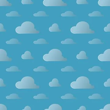 Vector weather background. Seamless pattern with cartoon clouds on blue sky. 스톡 일러스트