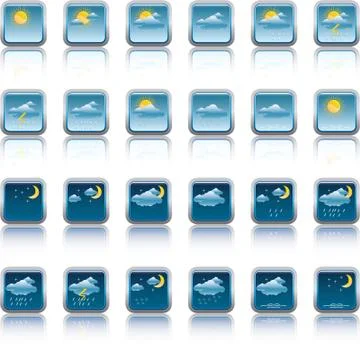 Vector weather forecast buttons Stock Illustration