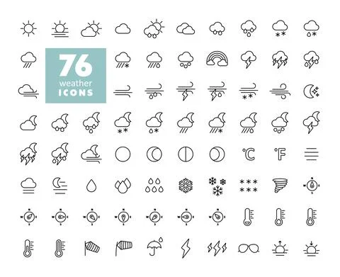 Vector weather forecast icon set Stock Illustration