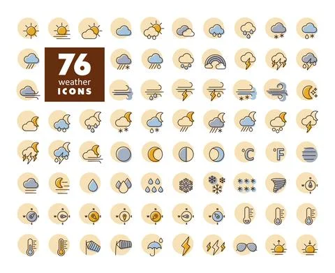 Vector weather forecast icon set Stock Illustration