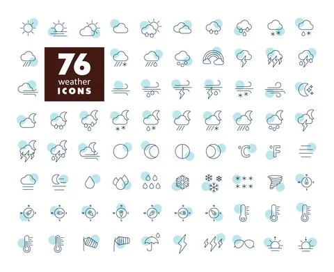 Vector weather forecast icon set. Meteorology sign Stock Illustration