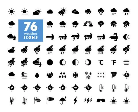 Vector weather forecast icon set. Meteorology sign Stock Illustration