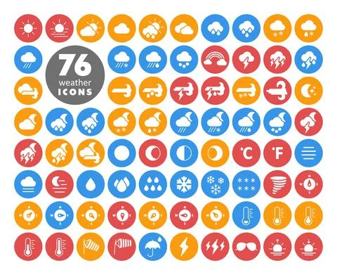 Vector weather forecast icon set. Meteorology sign Stock Illustration