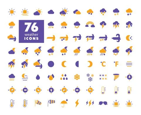 Vector weather forecast icon set. Meteorology sign Stock Illustration