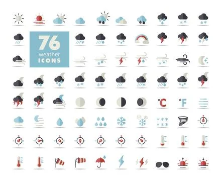 Vector weather forecast icon set. Meteorology sign Stock Illustration