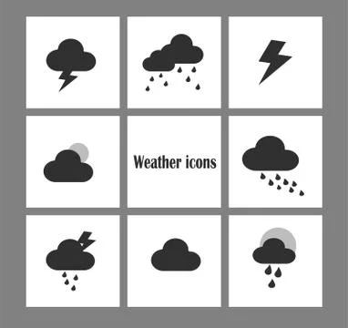 Vector weather forecast icons - flat design. Stock Illustration