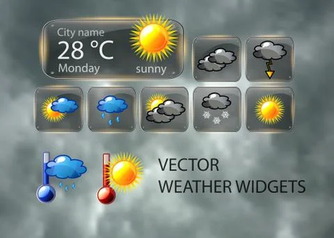 Vector weather widget Stock Illustration