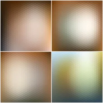 Vector web and mobile interface templates. Blurred hexagonal backgrounds set Illustrazione stock