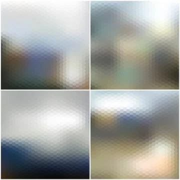 Vector web and mobile interface templates. Blurred hexagonal backgrounds set Stock Illustration