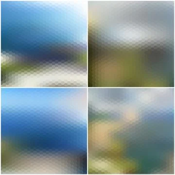 Vector web and mobile interface templates. Blurred hexagonal backgrounds set Stock Illustration