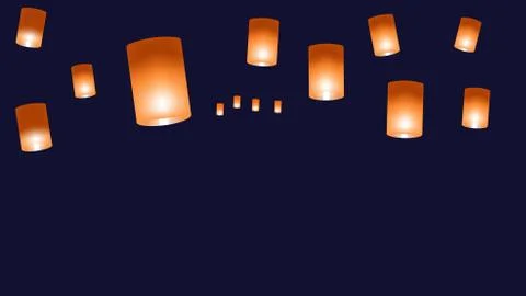 Vector web background with chinese lanterns on a dark blue background Stock-Illustration