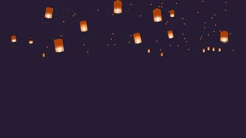 Vector web background with small chinese lanterns on a dark blue background Stock-Illustration