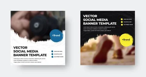 Vector web banner template, with colored rounded brush stroke, background for Stock Illustration