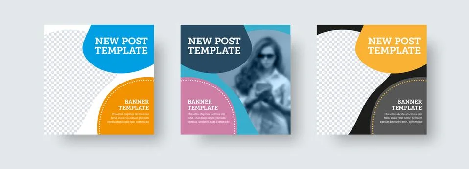 Vector web banner template on white, black, colored background with design pr Stock Illustration