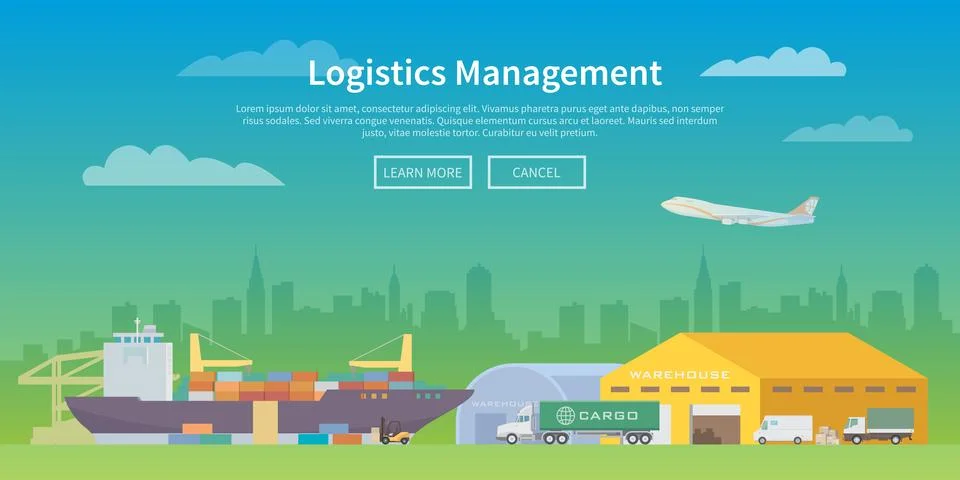 Vector web banner on the theme of Logistics. Stock Illustration