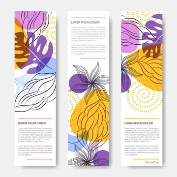Vector web banners with leaves and flowers Stock Illustration