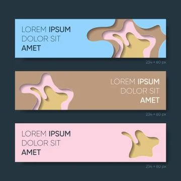 Vector web banners templates paper cut design イラスト素材