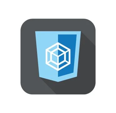 Vector web development blue shield sign - html5 styled badge with square shape 스톡 일러스트