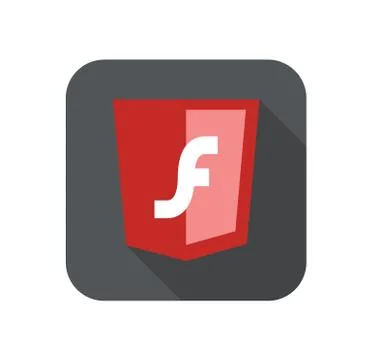 Vector web development red shield sign - html5 styled badge with F letter shape Illustrazione stock
