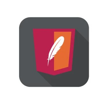 Vector web development red shield sign - html5 styled badge with feather shape Illustrazione stock