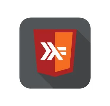 Vector web development shield sign - programming language haskell. isolated icon Stock Illustration
