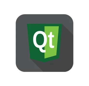 Vector web development shield sign - Qt technology. isolated green icon on white 库存插图