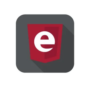 Vector web development shield sign - programming language letter e. isolated Stock Illustration