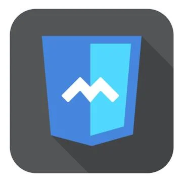 Vector web development shield sign html5 javascript M symbol icon on grey badge 스톡 일러스트