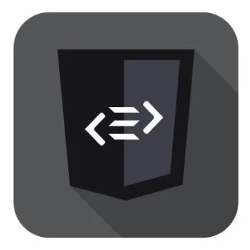Vector web development shield sign html5 tag symbol icon on grey badge with long Illustrazione stock