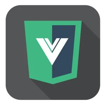 Vector web development shield sign html5 javascript V letter symbol icon on grey Stock Illustration
