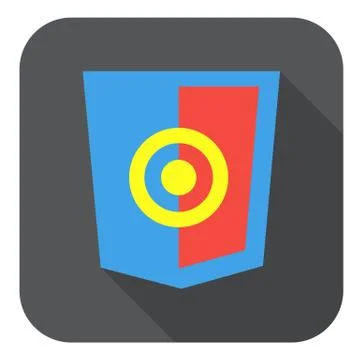 Vector web development shield sign html5 javascript aim symbol icon on grey Stock Illustration