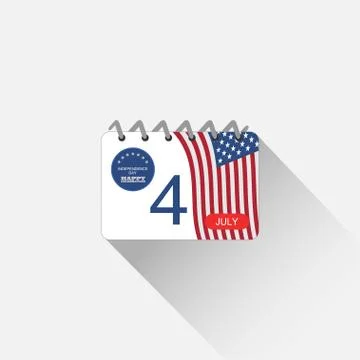Vector web element of Independence Day calendar leaf with blue label, america Stock Illustration