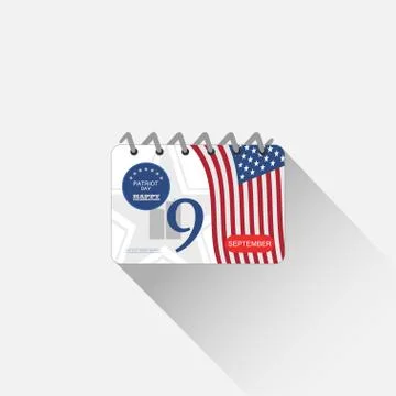 Vector web element of Patriot Day flip-flop calendar leaf with blue label, am Stock Illustration