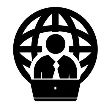 Vector web icon of a person working at a computer. Illustrazione stock