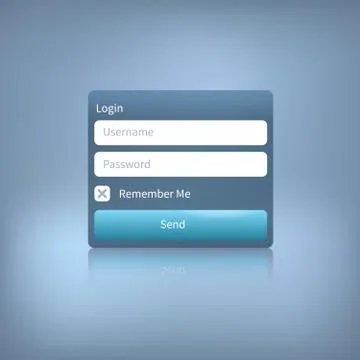 Vector web login panel with button on blue background Stock-Illustration