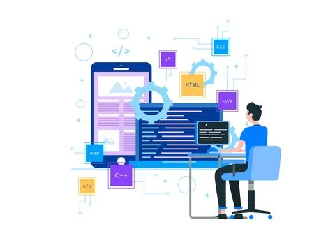Vector Of Web Programmer Stock Illustration